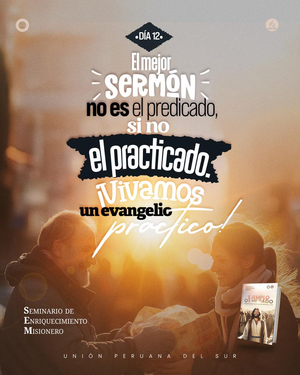 AdventistasUPS's tweet image. #SEM2024

DÍA 12 -  SAL DE LA TIERRA…LUZ DEL MUNDO

Ser Sal y Luz del Mundo no es solo un asunto teórico, es un llamado practico a una vida de dependencia y transformación. Acepta el desafío de ser el un mensaje vivo.

Vamos juntos y #CONECTADOS para hacer DISCÍPULOS🔌