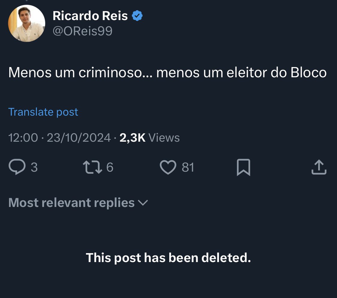 24 de Outubro de 2024

A <a href="/PSP_Portugal/">PSP - Polícia de Segurança Pública</a> decidiu (e bem) proceder à identificação e acusação de todos os que contribuiram para os atos de violência dos últimos dias.

Fica a pergunta: já foram detidos para identificação os quatro cidadãos abaixo indicados?