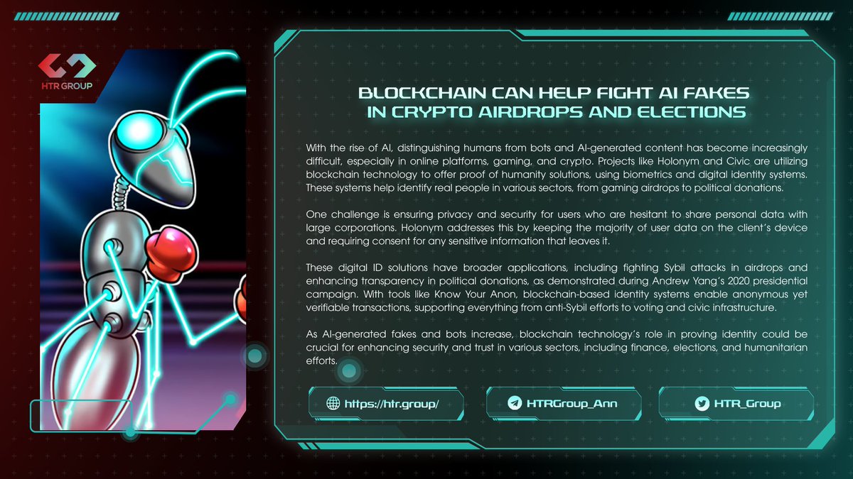 Blockchain-based digital ID systems can combat AI fakes, ensuring proof of humanity for crypto airdrops, elections, and more, while maintaining privacy and enhancing security across various sectors.

For more details, check out: cointelegraph.com/news/blockchai…
