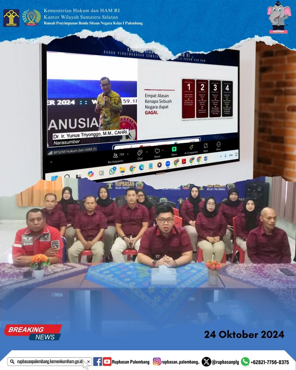 rupbasanplg's tweet photo. Jajaran #RupbasanPalembang Ikuti Webinar Series VI Secara Daring

Follow @rupbasanplg
@bpsdm_kumham
@kemenkumham_ri
@kumham_sumsel
@ditjen_pas

#SalamPembelajar #bkn
#RupbasanPalembang_Mantul
#KumhamPasti
#KumhamSumsel
#webinarseries6bpsdm
#CerdasBersamaBPSDMHukumdanHAM https://t.co/pxiwmtHFPd
