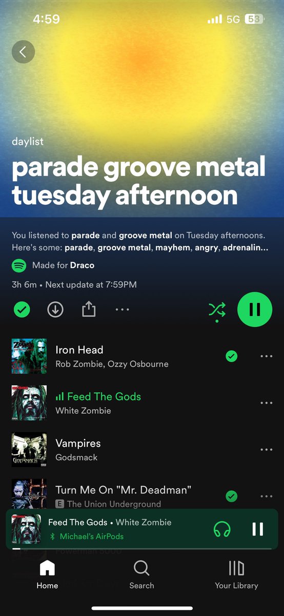 Spotify daylist (an AI playlist) also has an autogenerated playlist caption and it’s wild 😵 #daylist #ai Read more here: nytimes.com/2024/01/24/sty…