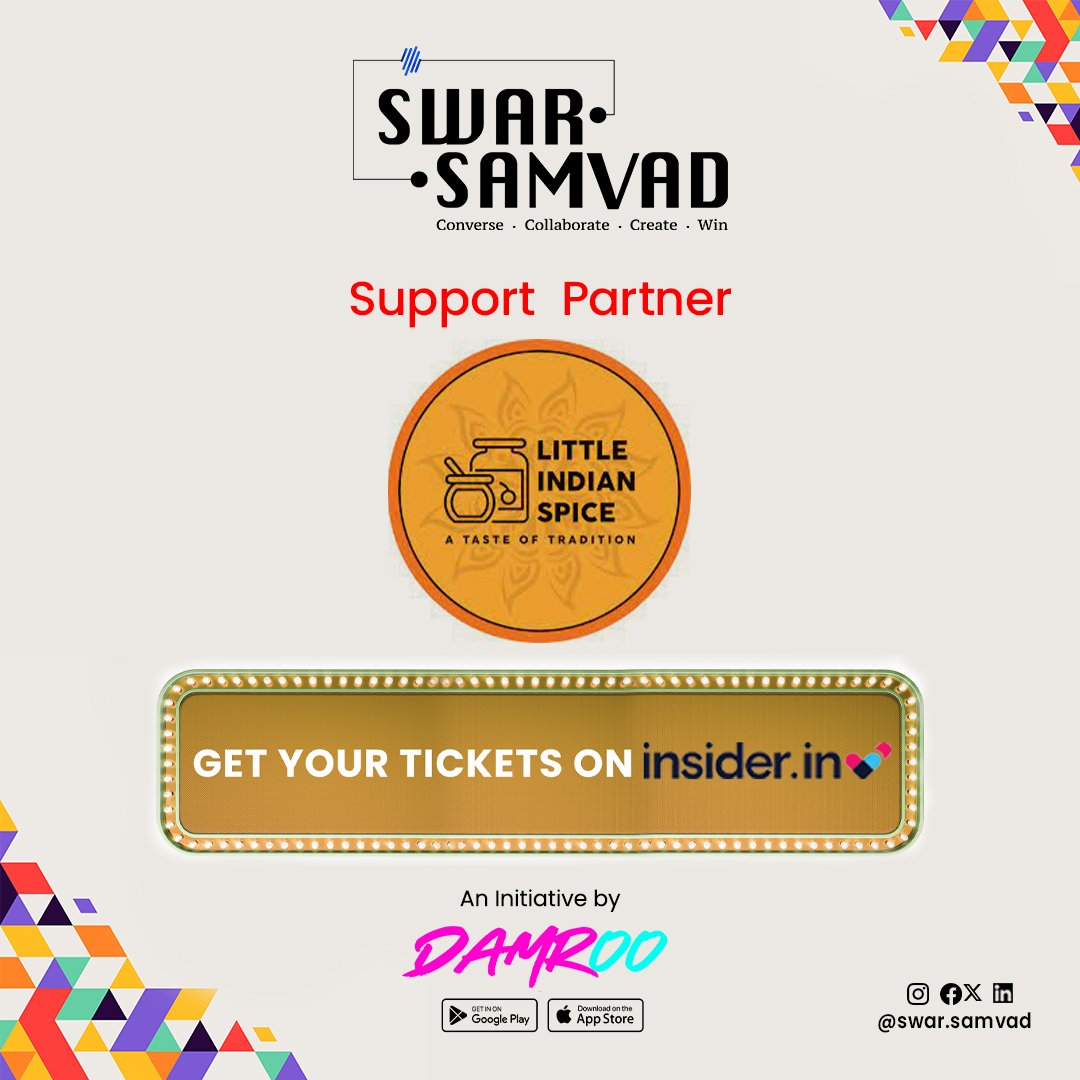 swarsamvad's tweet photo. A big shoutout to our esteemed partner #littleindianspice for standing with us in supporting #Local music #talent! Your belief in our vision is #empowering the next #generation of #music #creators.

@swarsamvad an initiative by @damrooapp https://t.co/mnMGA0tfwm