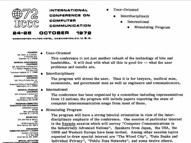 MuseuInfUPV's tweet image. #EfemérideInf: Tal día como hoy de 1972 Kahn organizó una demostración de #ARPANET en la International Computer Communication Conference (ICCC). Es la primera demostración pública de esta (entonces) nueva tecnología de redes. #etsinfupv #AdaByronUPV #ODS4