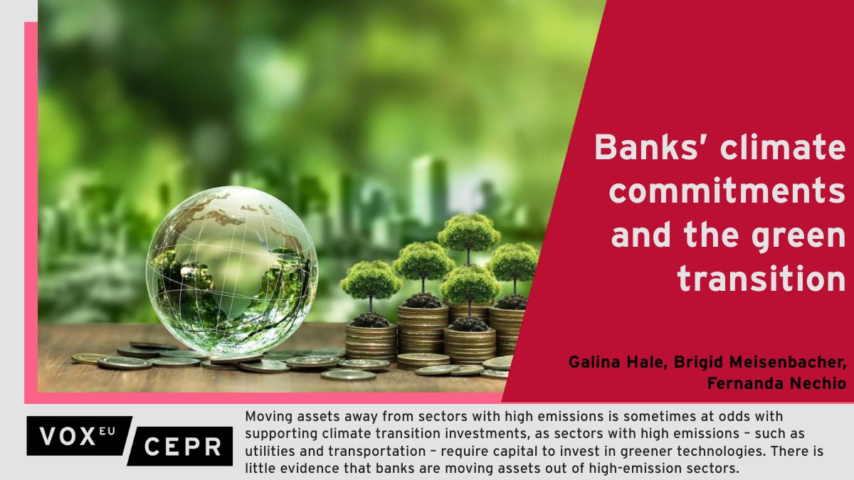 <a href="/galinahale_ucsc/">Galina Hale</a>, Brigid Meisenbacher <a href="/Columbia/">Columbia University</a> &amp; Fernanda Nechio <a href="/sffed/">Federal Reserve Bank of San Francisco</a> find little evidence that banks are moving assets out of high-emission sectors, which is bad news for risk management but good news for climate finance.
ow.ly/5TlR50TzXgl