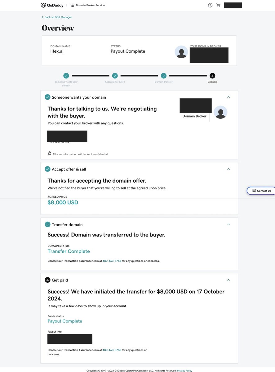Just sold LifeX(.)ai for $8K USD via a GoDaddy broker. I believe the 'X' keyword is still worth investing in as both a prefix and suffix.