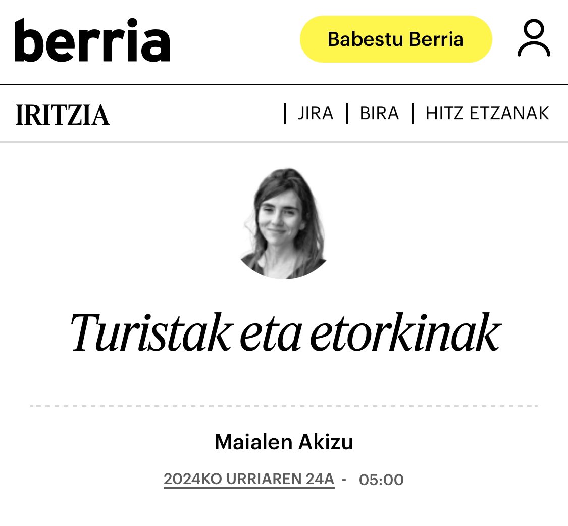 Maider Galardi F. Agirre (@maidergalardi) on Twitter photo Egun berean <a href="/berria/">Berria.eus</a>|ko hiru zutabegilek gai berari buruz hitz egiten badugu, gaia larria denaren seinale.
Nahikoa haserretik idatzia da nirea, oraindik Kaleko Afari Solidarioak debekatzen zituztela jakin aurretik.
Arrazakeria hau jasanezina da.
berria.eus/iritzia/larrep… Egun berean <a href="/berria/">Berria.eus</a>|ko hiru zutabegilek gai berari buruz hitz egiten badugu, gaia larria denaren seinale.
Nahikoa haserretik idatzia da nirea, oraindik Kaleko Afari Solidarioak debekatzen zituztela jakin aurretik.
Arrazakeria hau jasanezina da.
berria.eus/iritzia/larrep…