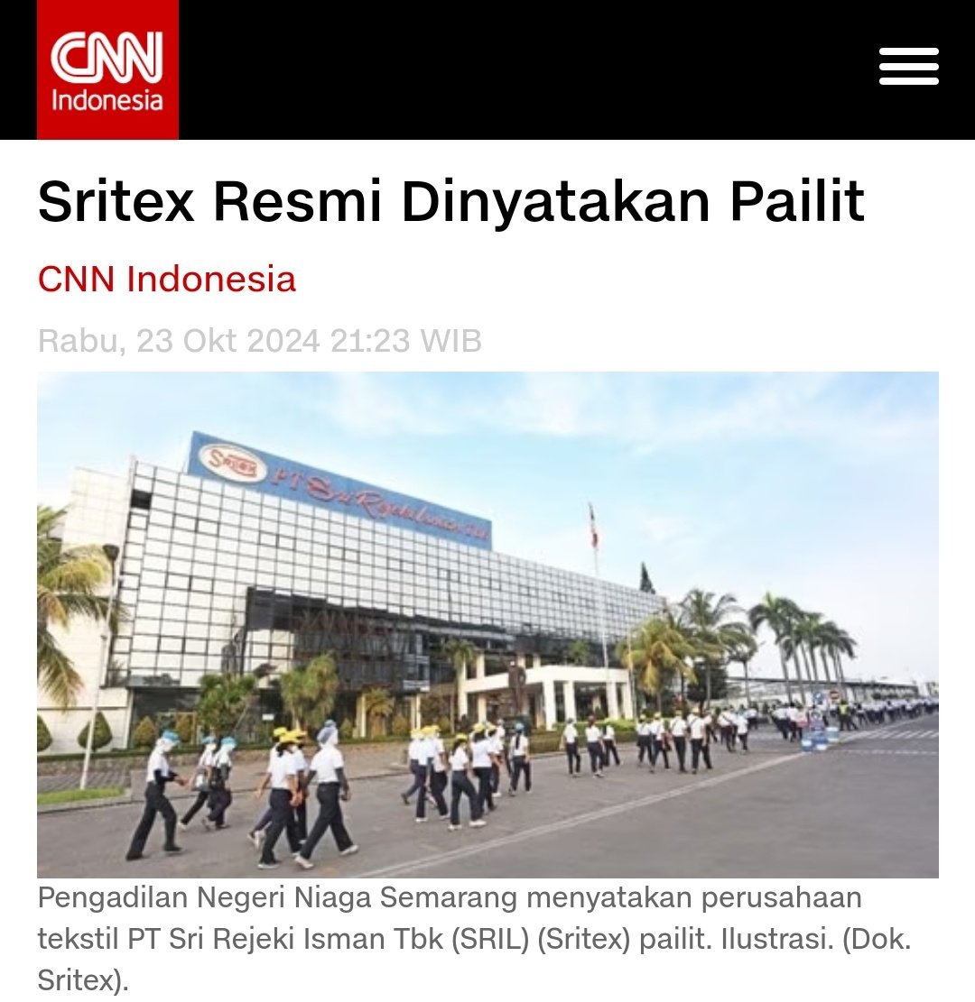 BosPurwa's tweet photo. Nie jawaban knp Sritex bangkrut!
"Tidak mati seketika tapi pelan-pelan mati" https://t.co/sjPXBtDFkz