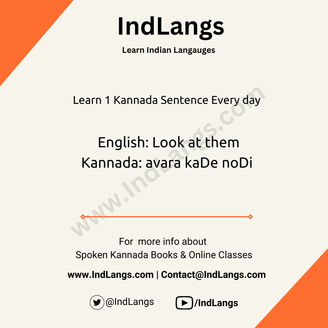 IndLangs's tweet photo. Learn 1 Kannada Sentence Every day

#learnlanguage
#indianlanguages
#learnkannada
#spokenkannada
#kannadalearning
#kannadaclass
#bengaluru
#bangalore
#karnataka
#kannadavarnamale
#kannadaalphabets https://t.co/6JbajVEt3O