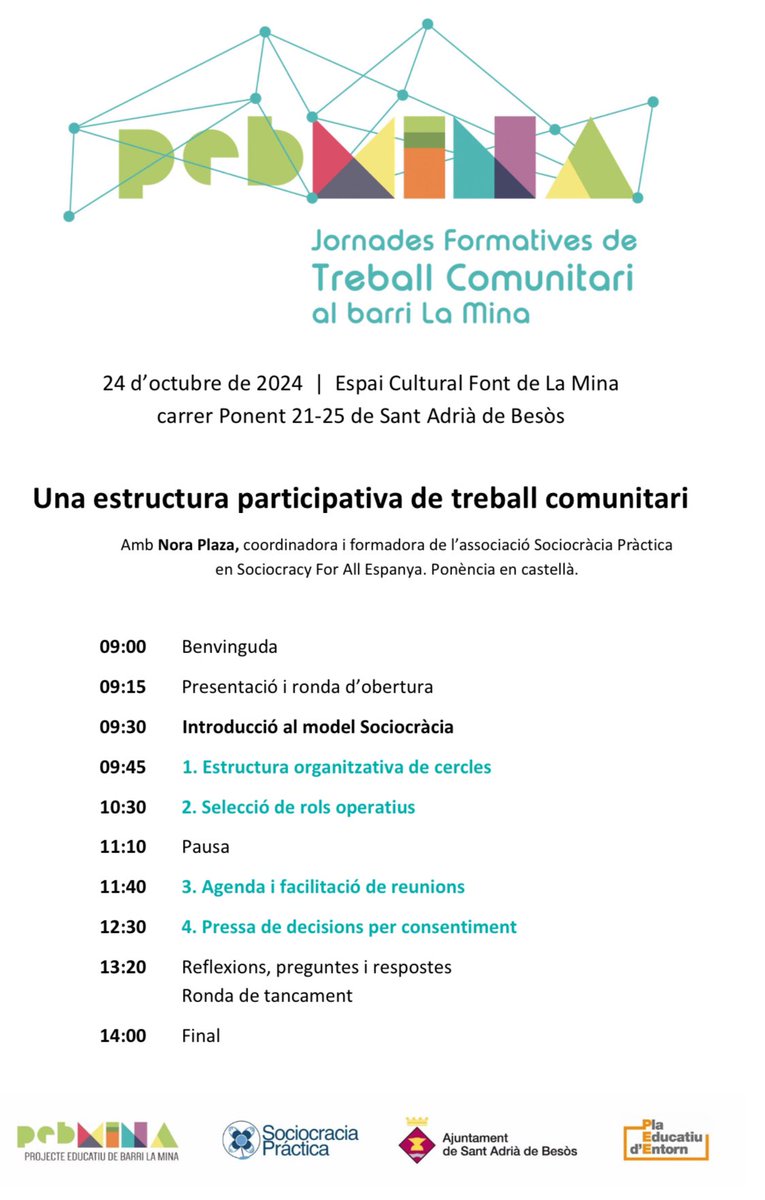 pebMINA | Projecte Educatiu de Barri (@pebmina) on Twitter photo La comunitat socioeducativa del #barriLaMina ens trobem per crear una estructura més participativa de #treballcomunitari 
🔹 Empoderament i equitat
🔹 Connexió i col•laboració
🔹 Eficiència i Efectivitat La comunitat socioeducativa del #barriLaMina ens trobem per crear una estructura més participativa de #treballcomunitari 
🔹 Empoderament i equitat
🔹 Connexió i col•laboració
🔹 Eficiència i Efectivitat