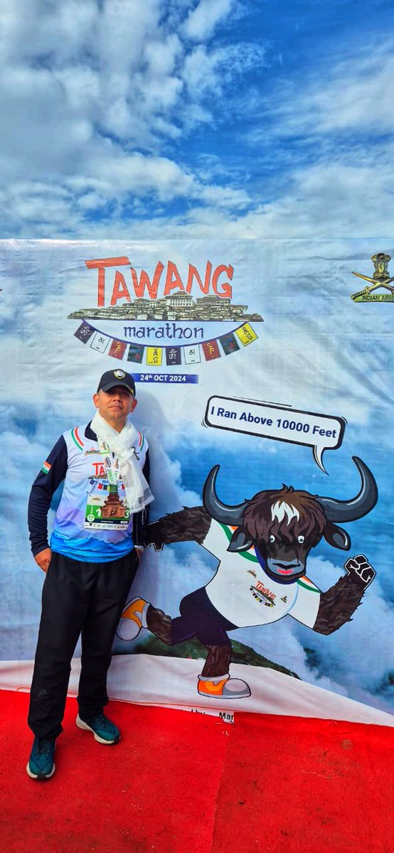 amar2d82's tweet photo. Tawang Marathon 2024: Done! Ran 10km at 10,000+ ft, surrounded by stunning Himalayan landscapes. Test of endurance, testament to human spirit! #TawangMarathon2024 #HighAltitudeRunning #IndiaRuns https://t.co/vBJltPqA2u