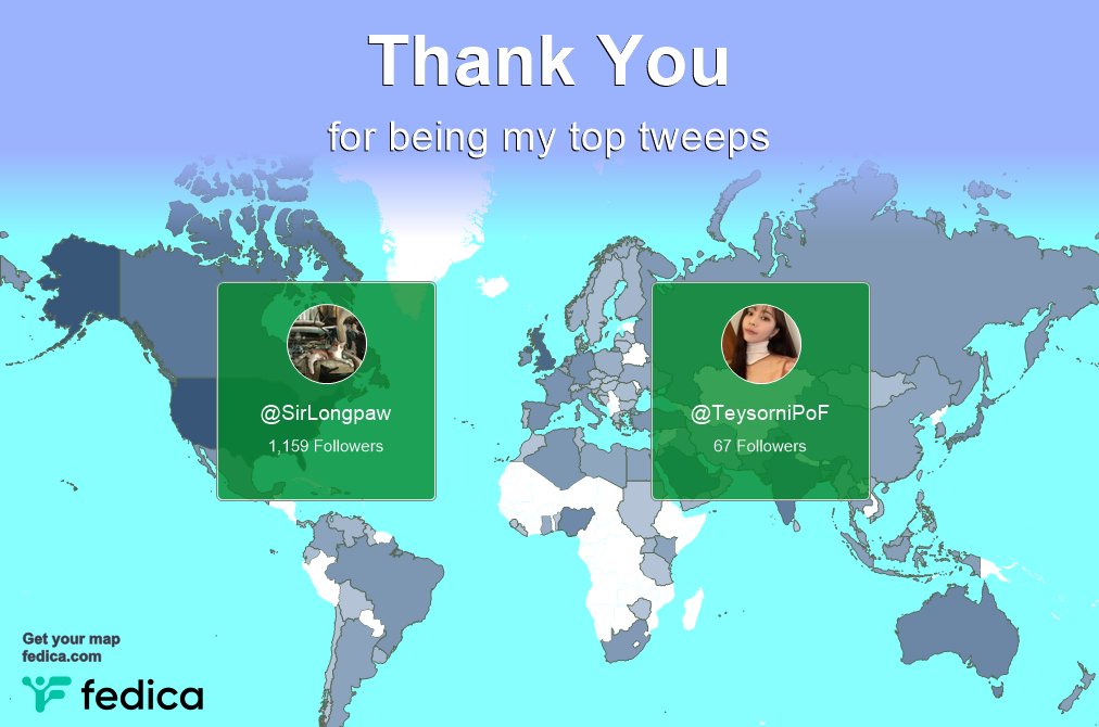 Special thanks to my top new tweeps this week <a href="/SirLongpaw/">Angel Sir Pickle Longpaw🐾🇨🇦</a>, <a href="/TeysorniPoF/">Teysorn</a>