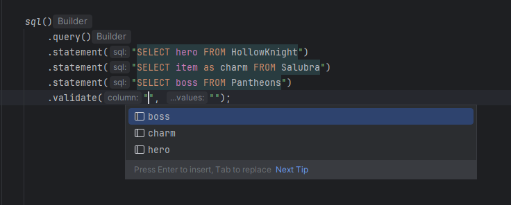 v1.0.18 of Citric has been published!

Among other minor improvements, it comes with support for various SQL actions in the form of language injections, SELECT statement column completions, and Spring bean completions in all Citrus DSLs.

Full changelog: plugins.jetbrains.com/plugin/22813-c…