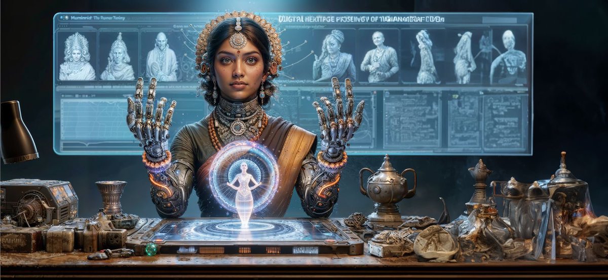 AusDHCIndia's tweet image. Great to see 🇮🇳 artists @Murthovic &amp;amp; @Thiruda (Elsewhere in India) showcase their innovative fusion of Desifuturism, A.I., and digital repatriation at the 4A Centre for Contemporary Asian Art in #Sydney. A brilliant blend of technology &amp;amp; tradition preserving South Asian heritage.