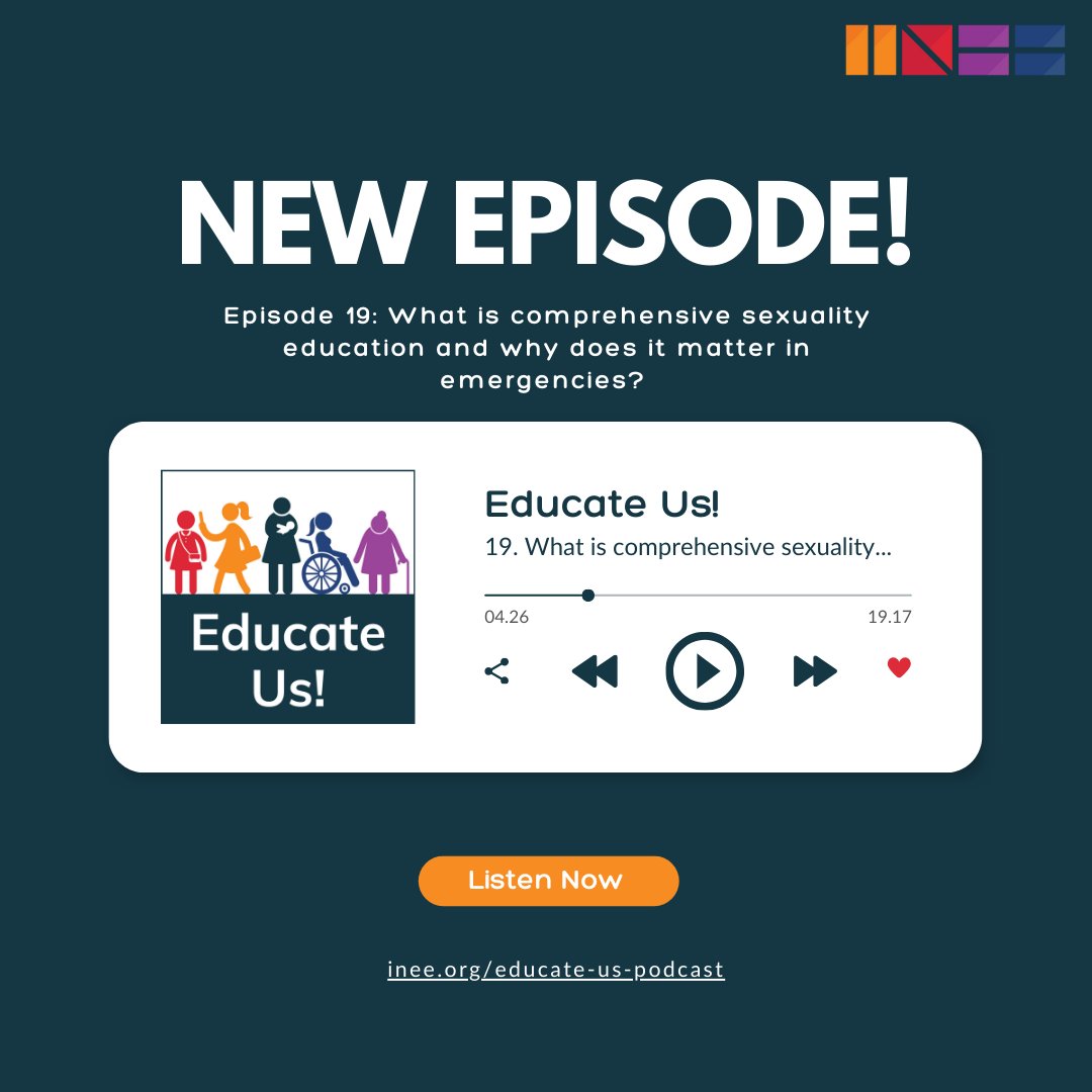 INEEtweets's tweet photo. 🚀 NEW EPISODE of #EducateUs! INEE’s #GirlsEducation podcast! - is out now! Check out episode 19 on comprehensive sexuality education.
Listen at https://t.co/ODWAXLUMzA and on all podcast platforms.
@GAC_Corporate @worldvisioncan @UNICEFLebanon @BrookingsInst https://t.co/c7fMgqi32t