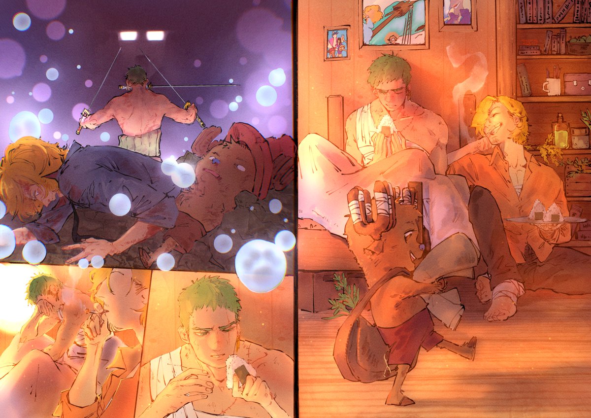 One of my works I've done for <a href="/opfluffzine/">All You Need Is Love ☁️ A One Piece Fluff Zine</a> !🥰 AND OF COURSE IT'D BE ZOSAN YEAAH 
#ONEPIECE