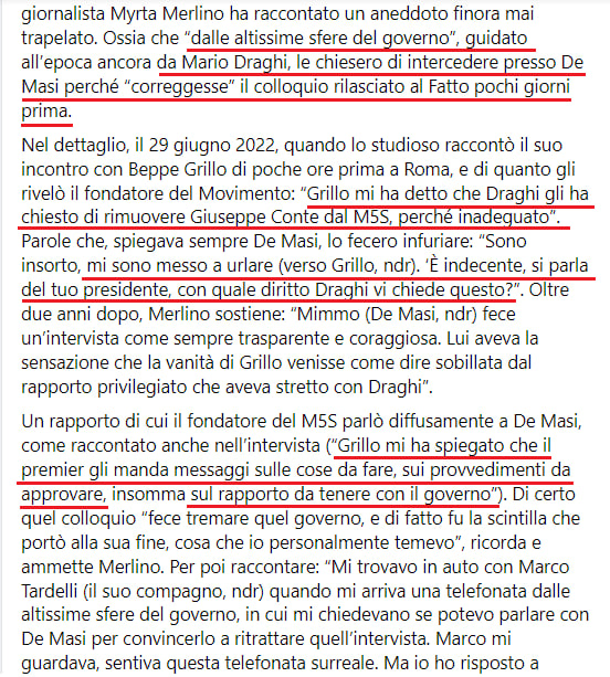 francotaratufo2's tweet photo. Telefonata dai piani alti a Myrta Merlino sul patto tra #Grillo e #Draghi.
“Ora fai ritrattare De Masi o il governo #Draghi cade” 

@beppe_grillo facce sapè'.
Batti un colpo, facce 'na bacheca, vedi tu..
Spero che non sia tutto vero.
https://t.co/faX2Vf4WiP via @fattoquotidiano https://t.co/QWH7VvoezM