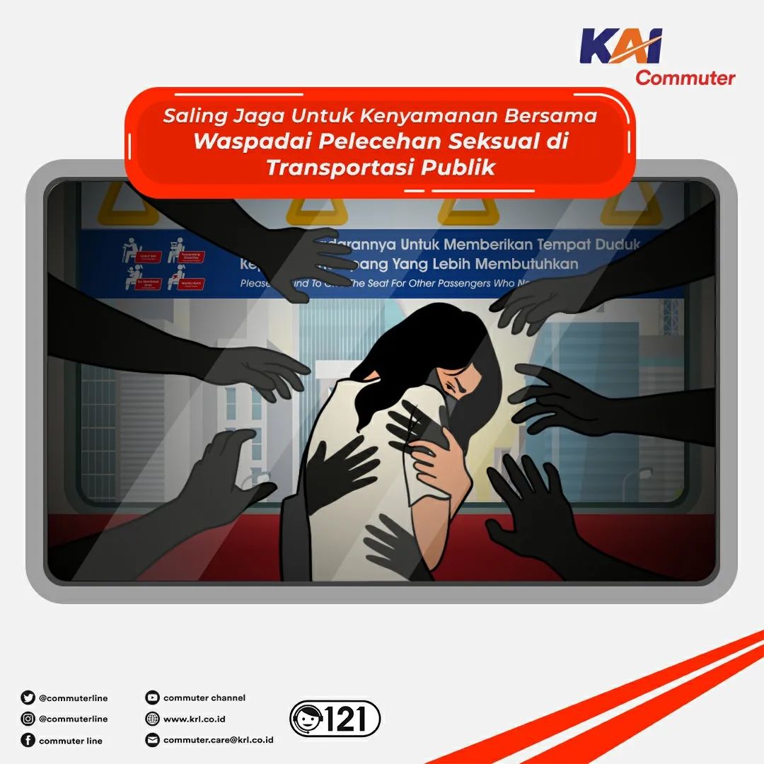 CommuterLine's tweet photo. #RekanCommuters Mari saling peduli kepada sesama pengguna saat berada di transportasi publik. Pelecehan seksual dapat kita cegah bersama dengan selalu waspada terhadap apa yang terjadi di sekitar kita, dan tidak ragu untuk melakukan intervensi saat melihat tanda-tandanya.  Kenali juga bentuk-bentuk pelecehan seksual agar kita tidak menjadi korbannya dan tahu ketika ada #RekanCommuters yang sedang mengalaminya.   Segera laporkan kepada petugas di stasiun maupun kereta apabila melihat tindakan-tindakan yang mencurigakan.   

#GayaGenerasiUrban