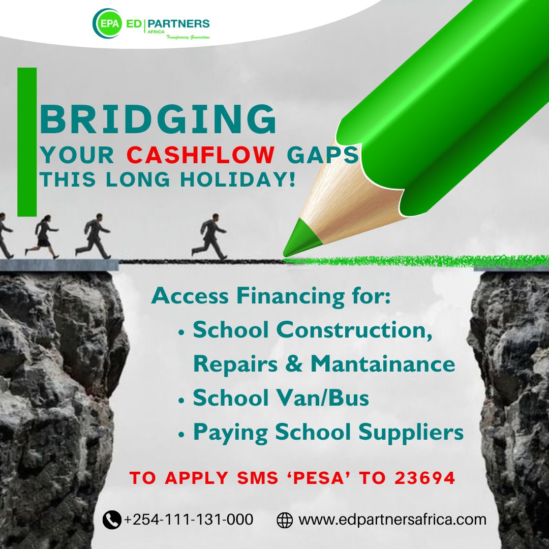 Ed_Partners's tweet photo. The school break is here! Ready to bring your school projects to life? New classrooms, dormitories, or renovations, we’ve got you covered! Call us on +254 111 131 000 or SMS 'PESA' to 23694
#EdPartnersAfrica #EducationSolutions #Finance #BuildWithUs  #TailoredLoans #Impact https://t.co/w5mBFfnb9A