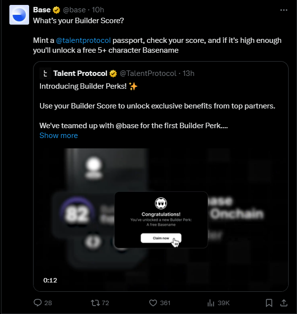 1LaunchCompass's tweet photo. Talent Passport score over 50 can get a Freemint Base name with 5+ characters!๐ฅ
If u has previously minted their on-chain Talent Passport and scored over 50 points, u can mint a Base domain for free!
โก๏ธhttps://t.co/F9nVMZ5ZoI
#1Launch #Talentprotocol #Base https://t.co/7v34yupS20