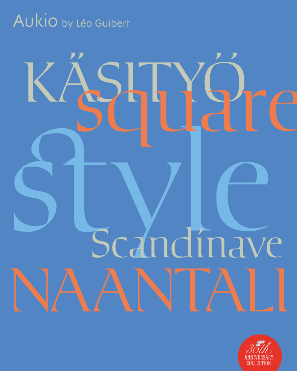 typofonderie's tweet photo. Aukio – part of the five new typefaces designed for the Typfonderie 30th Anniversary – is a high-contrast display typeface with details inspired by the calligraphic practice of the Nordic countries.

➽ https://t.co/kdjRRP4aMx
By @guibert_leo https://t.co/m3jqia8Ysm