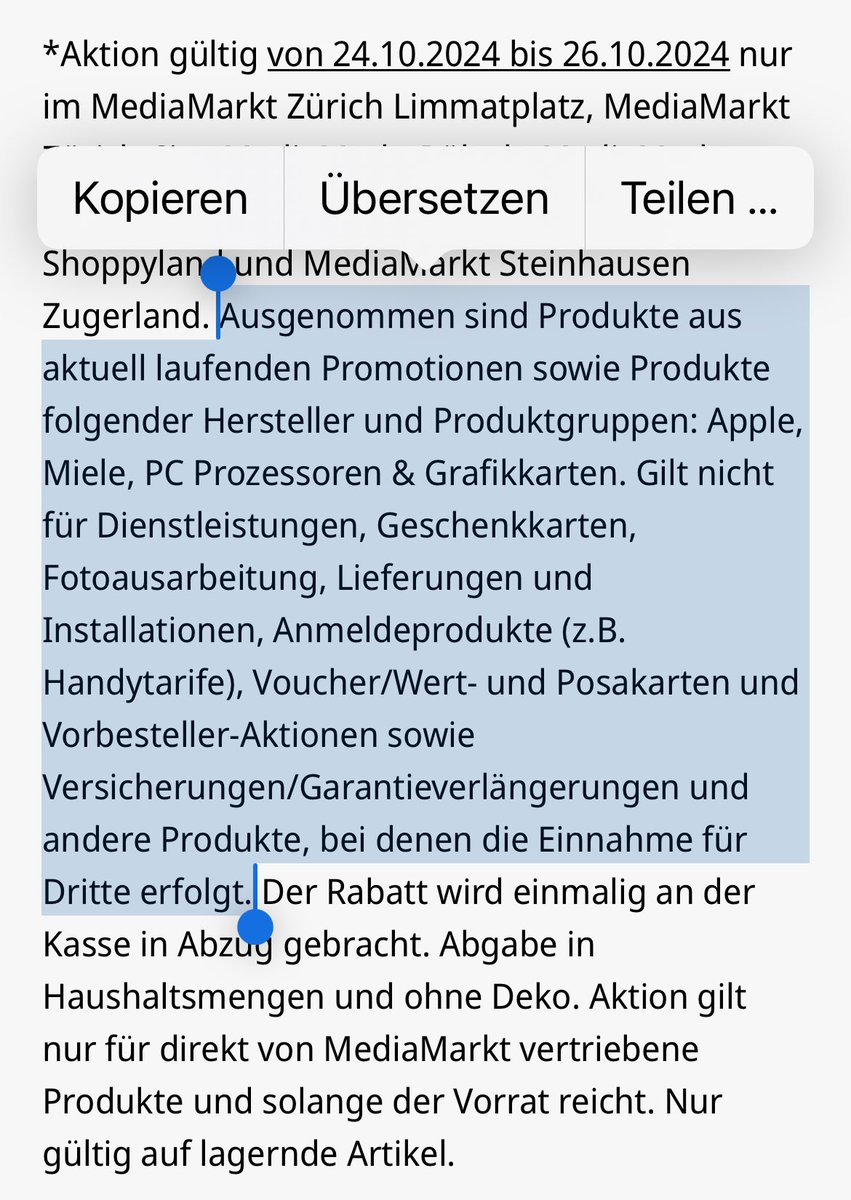 Klingt erst mal gut. Hab das Kleingedruckte für euch gelesen #Servicetweet 

Bülach, am Limmatplatz, in der Zürcher City Löwenstrasse, im Wynecenter Buchs, im Shoppyland Schönbühl und im Zugerland Steinhausen