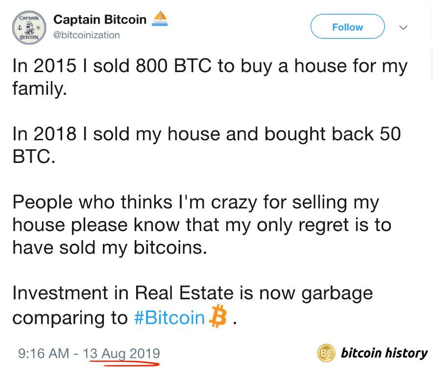 Sold the house to buy more #Bitcoin. Legendary 🔥