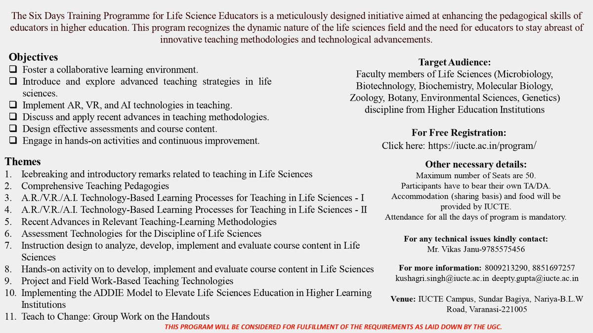 IUCTE_official's tweet photo. #iucte #iuctebhu #Moe #ministryofeducation #science #lifesciences #UGC #DharmendraPradhan #trainingprogrammes #highereducation https://t.co/KaUUWcbXIC