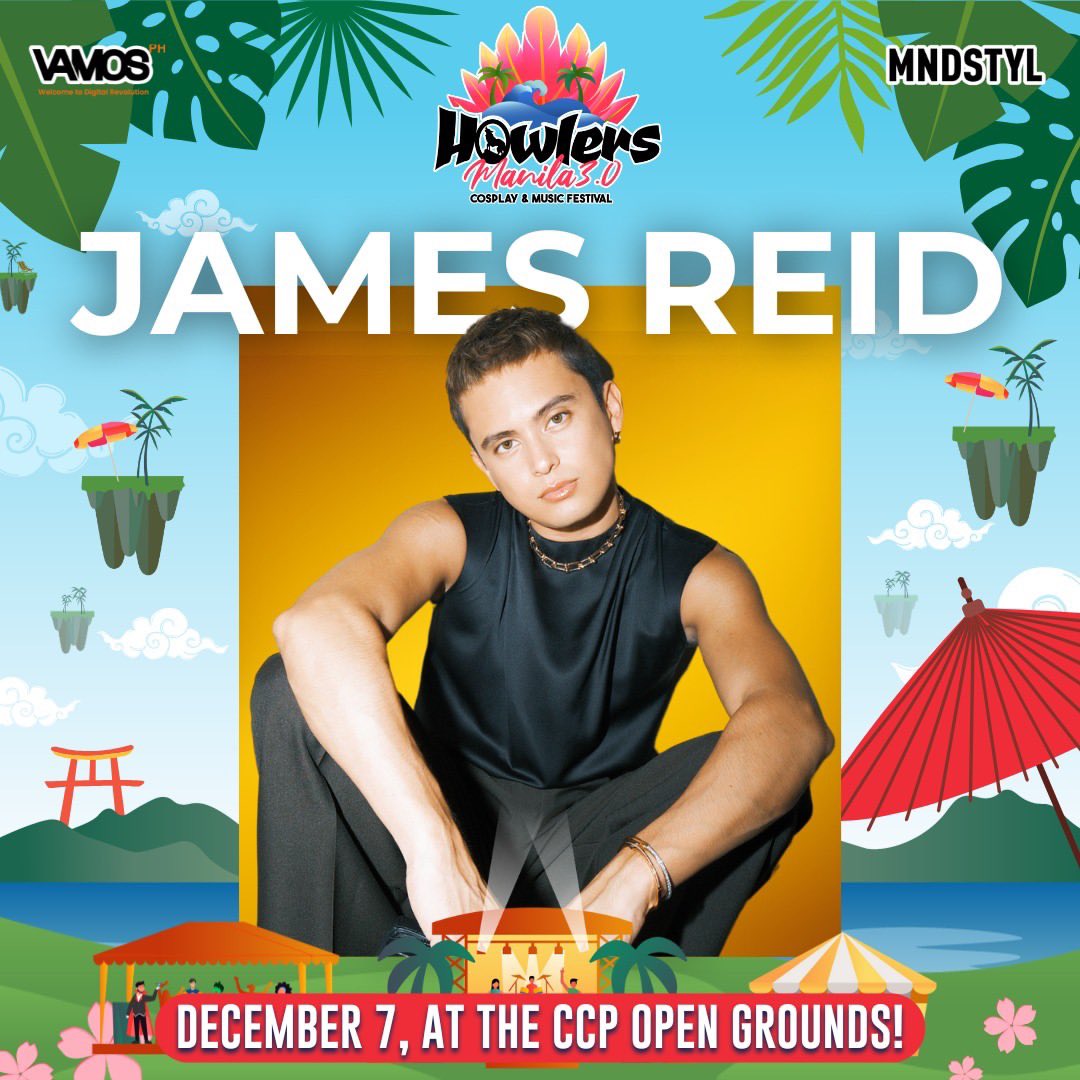 Prindet's tweet photo. Get ready to vibe with the ultimate pop sensation! ๐คโจ James Reid is set to light up the stage at Howlers Manila Cosplay Music Festival on December 7 at CCP Grounds! ๐ถ
#JamesReidAtHowlers #PopMagic #HowlersManila #CosplayAndMusic #JamesReid
ยฉ๏ธhowlersmanila https://t.co/yYOYOaq7Hr