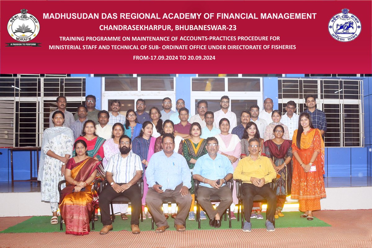 mdrafm_odisha's tweet photo. The fourth phase of  5 days training Programmme on "Maintenance of Accounts-Practices &amp; Procedure " for  ministerial staff and technical Officers of Subordinate Offices under the Directorate of Fisheries , Odisha was successfully conducted at MDRAFM . https://t.co/xYzDv02CUF