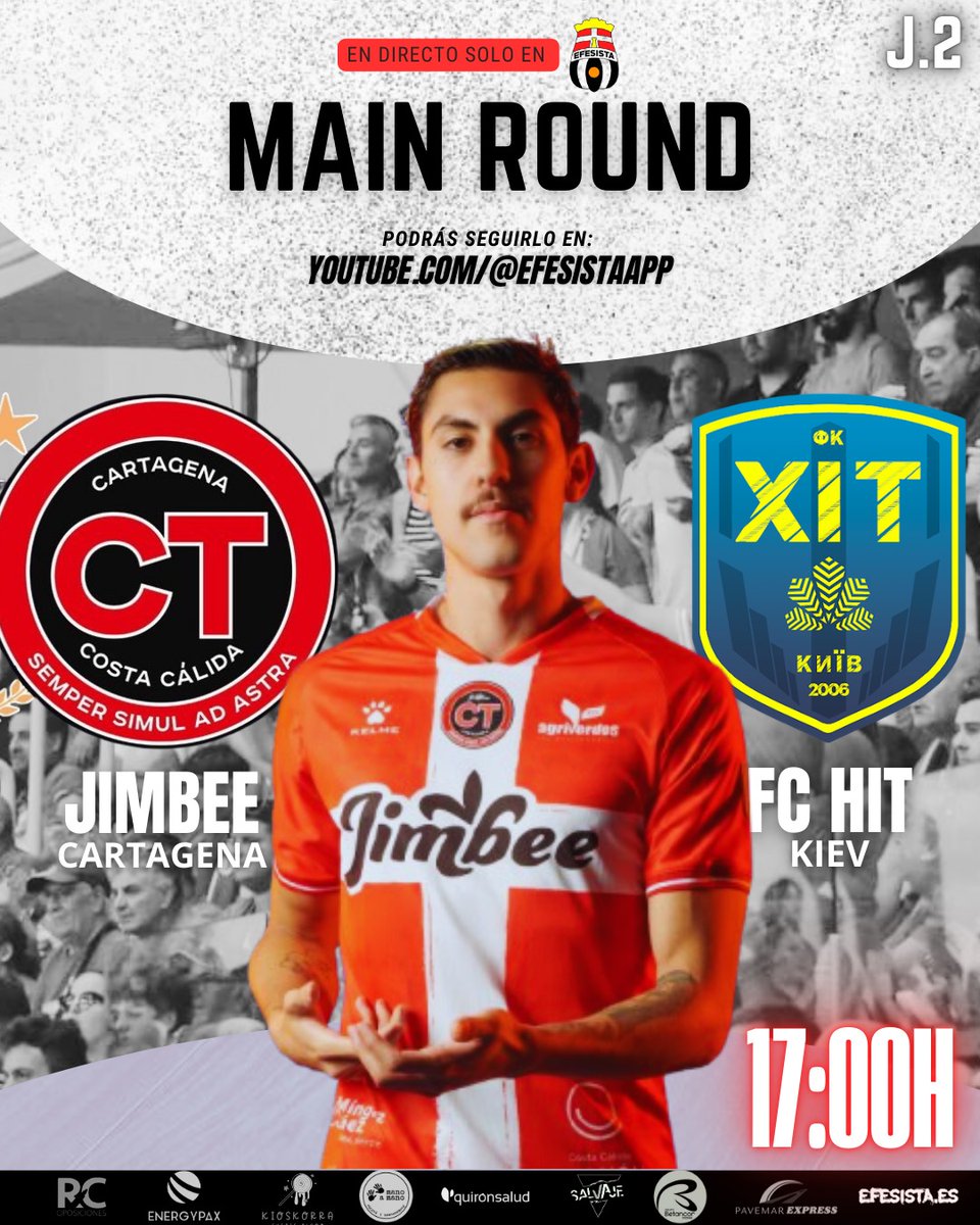 🇪🇺🍈 Continua la aventura europea.

<a href="/JimbeeCartagena/">Jimbee Cartagena Costa Cálida ❤️🤍</a> 🆚 FC Hit

➡️ Desde las 16.30h con la previa, retransmisión del partido y nuestro super-post con protagonistas.

🔴 YouTube y redes sociales 

Pd: A ver cómo se les da a <a href="/jodaosorio/">Osoriux</a> y <a href="/Salva_Casti/">Salva Castiñeyras</a> los nombres ucranianos.