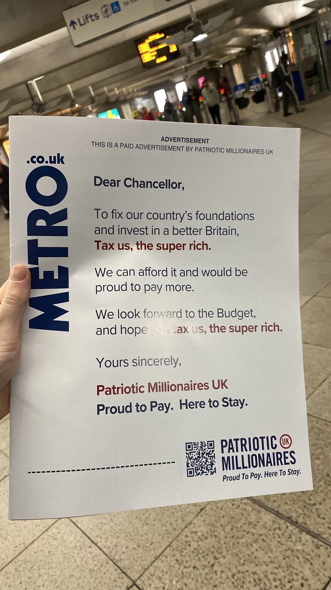 PatMillsUK's tweet image. We want to let you know that we are proud to pay and here to stay @RachelReevesMP. In next week's Budget, to fix inequality and invest in a better Britain, please tax us, the super rich