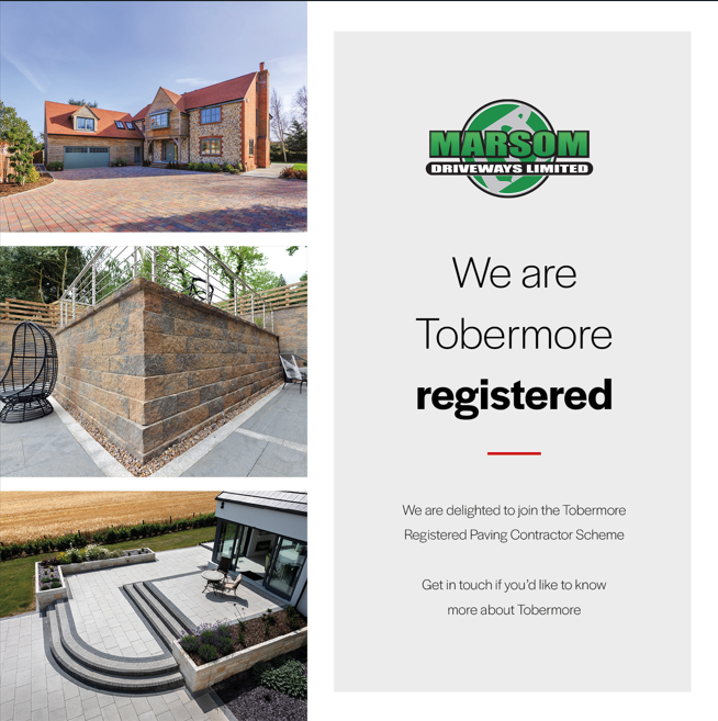 Marsom Driveways are delighted to announce we have now partnered with Tobermore to become a registered Tobermore contractor, 😍💪 <a href="/Tobermore/">Tobermore</a>