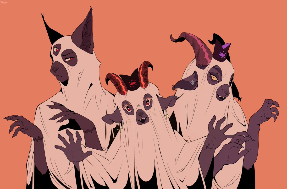 VoidHeartKisses's tweet image. happy halloween!! a sheet over your head still counts as a costume right?
#cultofothelamb #cultofthelambfanart