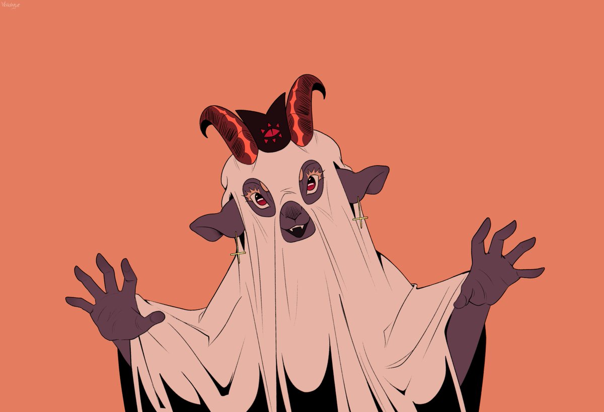 VoidHeartKisses's tweet image. happy halloween!! a sheet over your head still counts as a costume right?
#cultofothelamb #cultofthelambfanart
