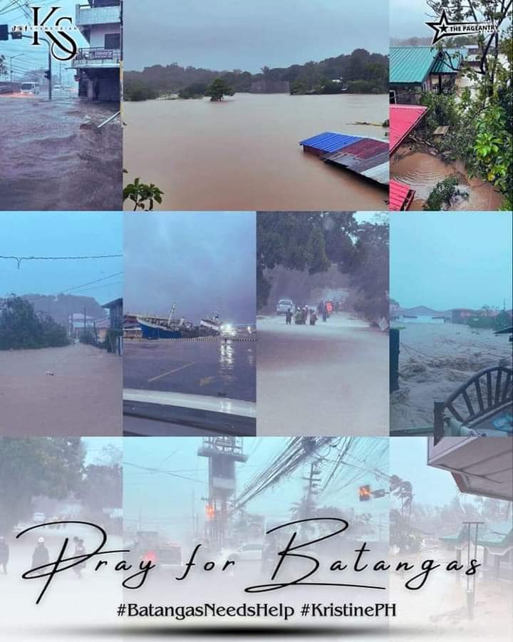 prcvlyong's tweet image. Pray for Batangas 🙏🏻

Some parts of Batangas province are now flooding due to Typhoon Kristine. The province is under heavy rainfall warning. Some need to be rescued, let&apos;s make our bayanihan spirit alive in this trying moments. 🇵🇭

#PrayForBatangas #BatangasNeedsHelp #KristinePH