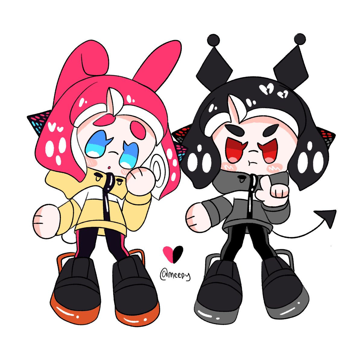 meepysamachan's tweet photo. Agent 4 and PC are like My Melody and Kuromi #agent4 #parallelcanon #splatoon https://t.co/976q6vhrlD