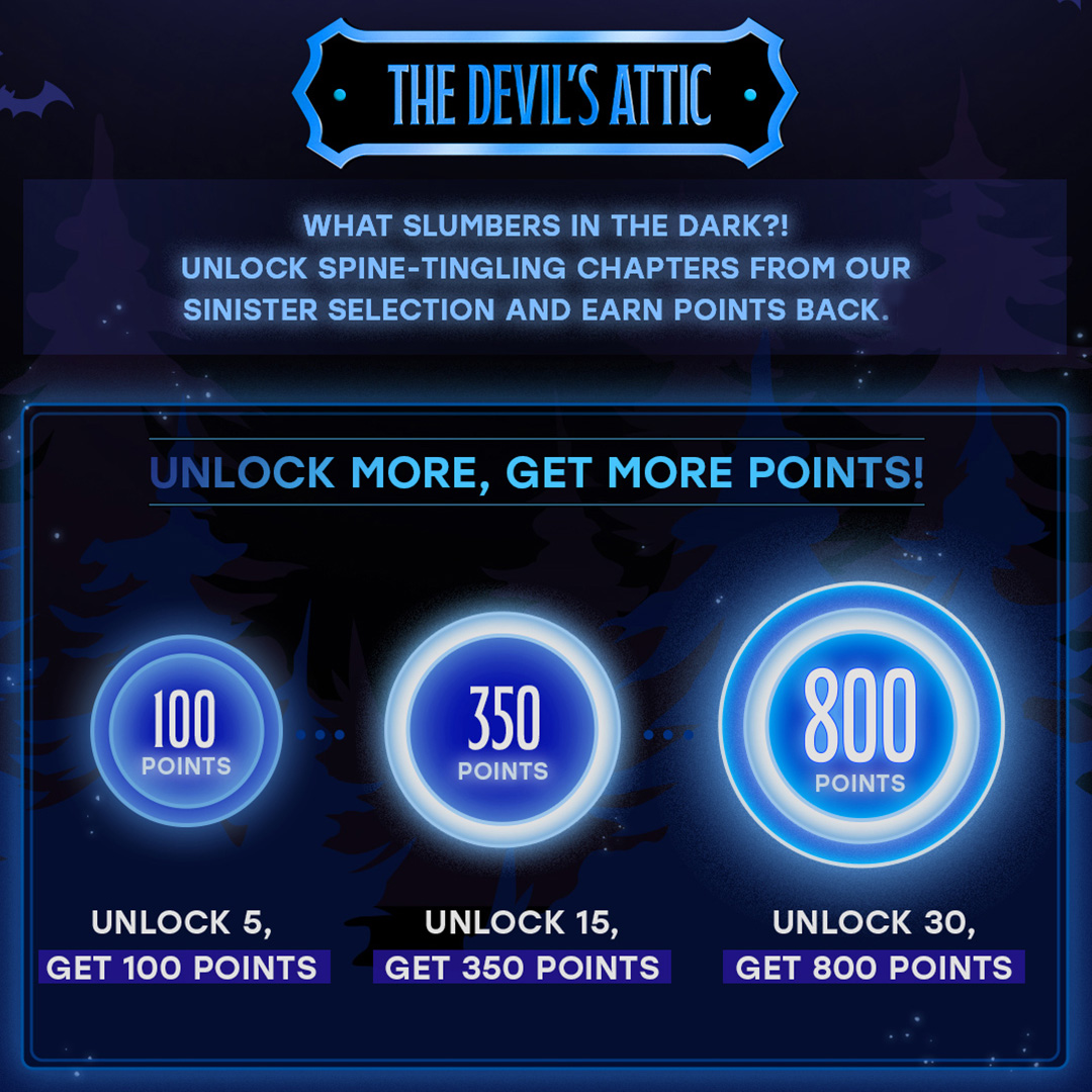 Tappy_toon's tweet photo. Enter if you dare! Unlock chapters from our sinister selection and get up to 800 points back. 💰😈

 🗓️ Event ends 𝗢𝗰𝘁 𝟯𝟭𝘀𝘁, 𝟭𝟮 𝗔𝗠 𝗘𝗗𝗧

#Tappytoon #PointBack #Halloween #HalloweenEvent #TappytoonHalloween https://t.co/odA6WJ53fK