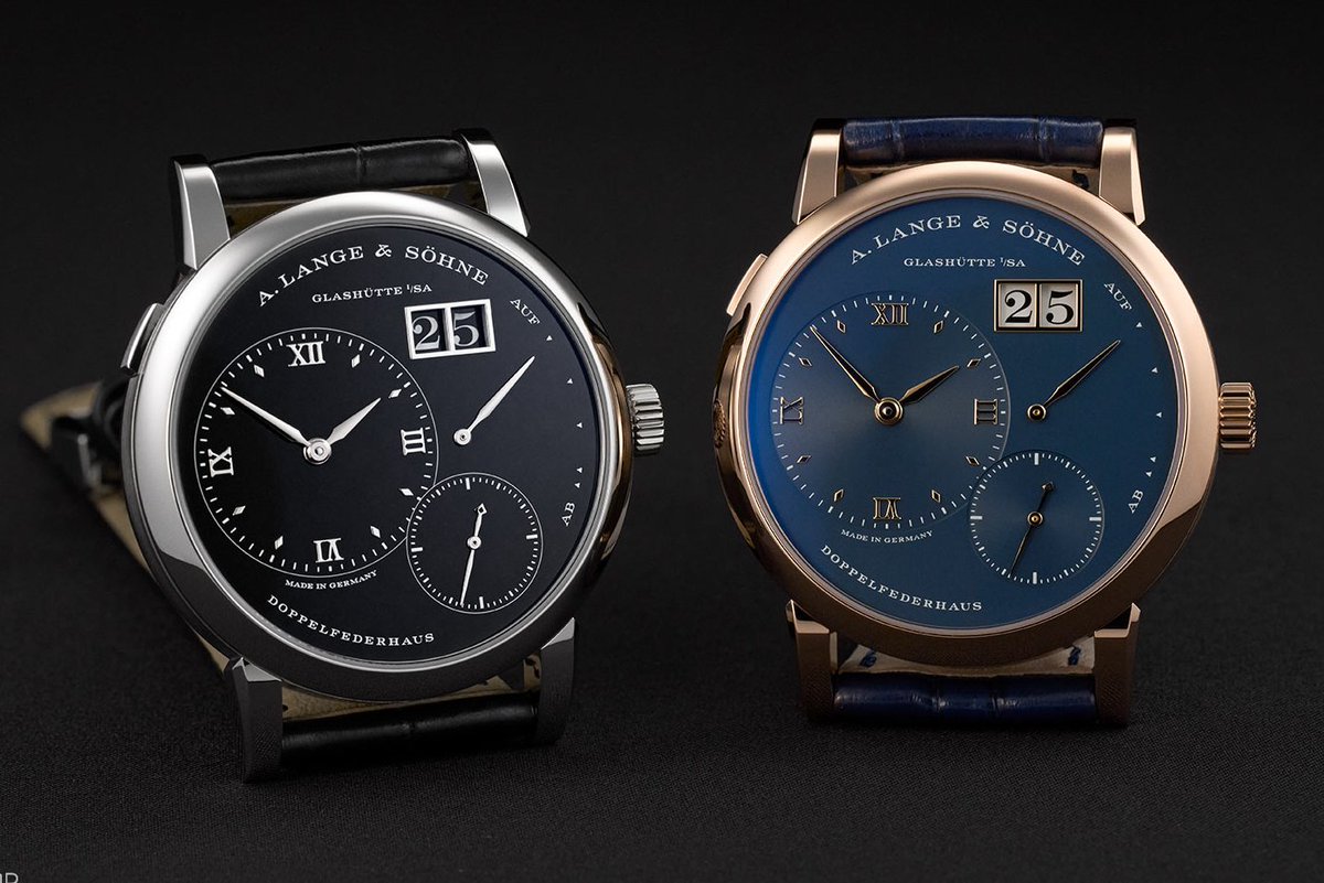 time_watches's tweet photo. A. Lange &amp; Söhne marks 30 years of its #Lange1 with four Lange 1 and Little Lange 1 limited editions in 950 platinum with #blackonyx dials and in 750 pink gold with blue dials. Full details at https://t.co/JtehPlRDZy
#LangeSohne https://t.co/cNdG8JYVlB