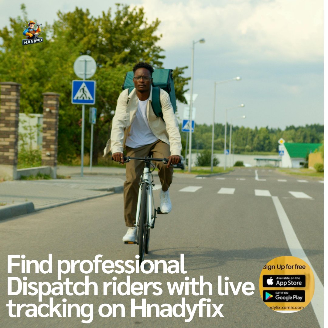 🚚 Need a Reliable Dispatch Rider? We've Got You Covered!📦

Tired of delays and unreliable delivery services? Say hello to "HandyFix" – the all-in-one mobile app connecting you with the most trusted dispatch riders in town! 🛵💨

Whether it's sending packages, delivering product
