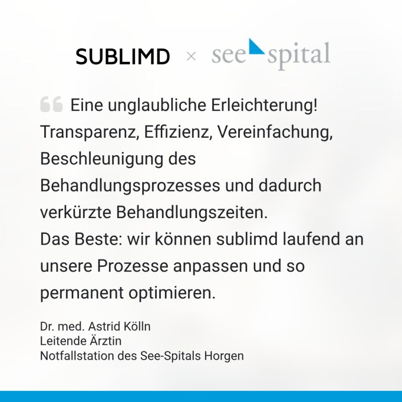 🚑 Die Notfallstation des See-Spitals nutzt die digitale Lösung von sublimd, um die Kommunikation zwischen Ärzten und Pflege zu verbessern, Behandlungsprozesse zu beschleunigen und den Dokumentationsaufwand zu reduzieren.
sublimd.com/de/case-studie…