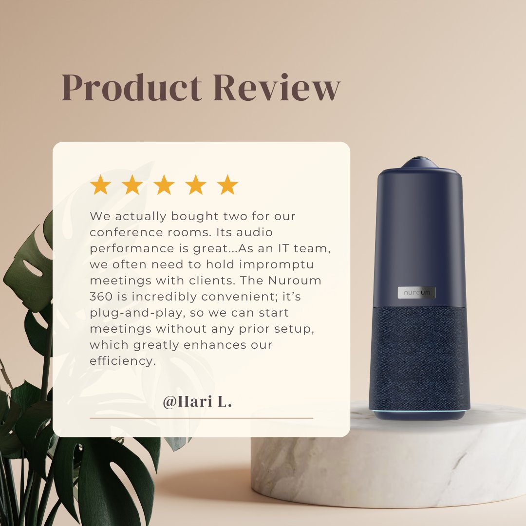 🎤 Hear it from our customers! An IT team tried the Nuroum 360 Pro and loved the clear, immersive sound from its omnidirectional microphones and full-duplex speaker.

Elevate your meetings: nuroum.com/product/all-in…

#Nuroum #CustomerReview #AudioExcellence