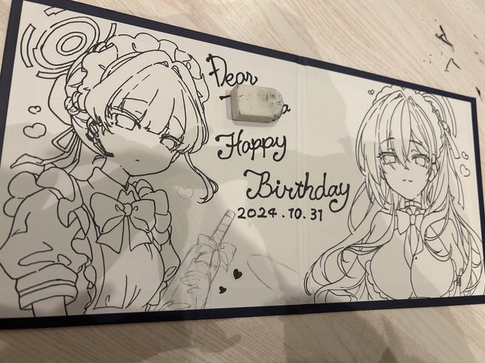 まえからやってみたかった、2キャラ描き!
特別なバースデーカード?色紙に! 