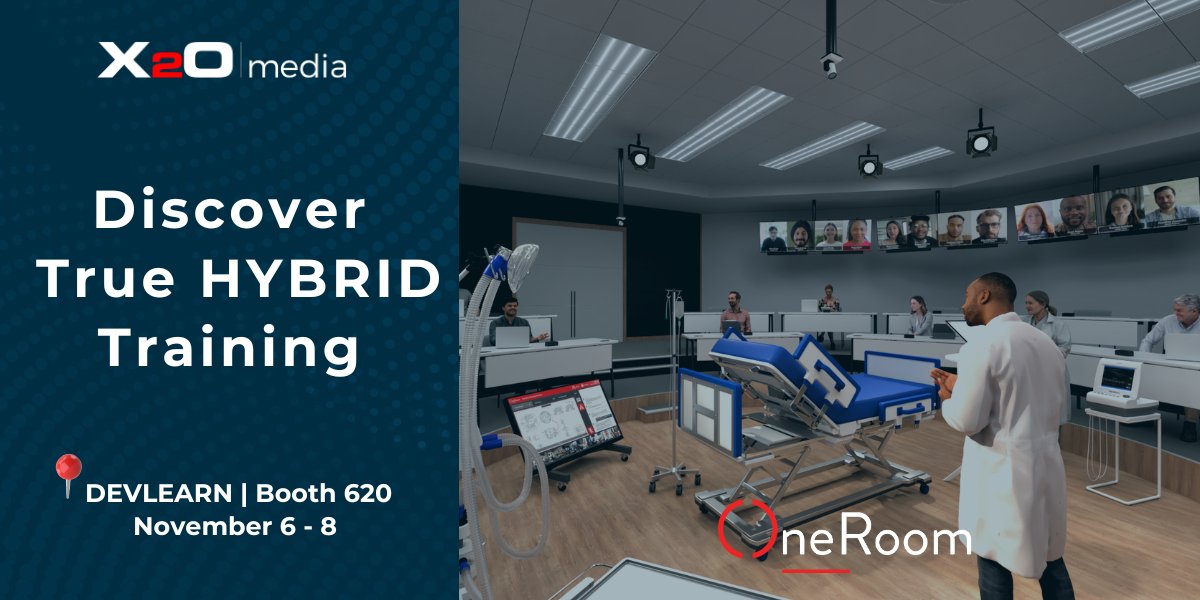 X2Omedia's tweet image. Are you attending DevLearn 2024? Don’t miss the chance to experience OneRoom, X2O Media’s hybrid solution that’s redefining corporate training and professional development. Come to booth #620 and discover OneRoom!  

#DevLearn2024 #OneRoom  #HybridWorkforce #L&amp;amp;D #MeetUsAtBooth620