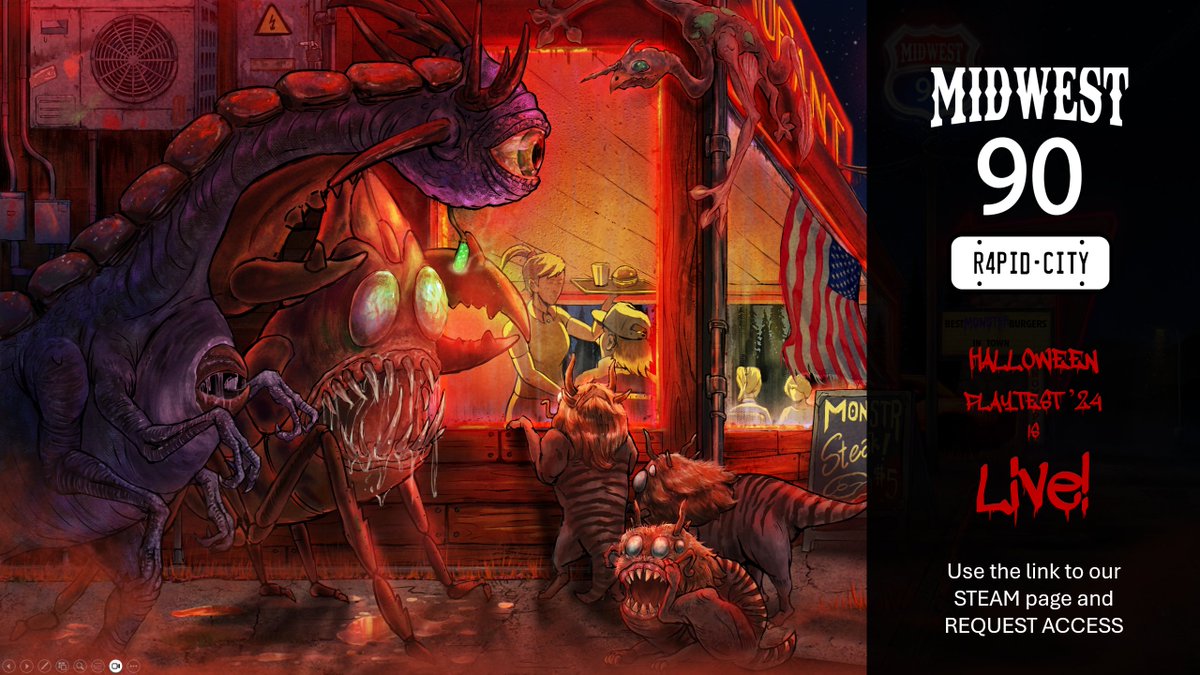 The Midwest 90: Rapid City Halloween '24 Open Playtest is now LIVE! 
Click on the link and request for access! 
Also do leave a wishlist for us ;) 
store.steampowered.com/app/1818480/Mi…
#playtest #halloween2024 #indiegames