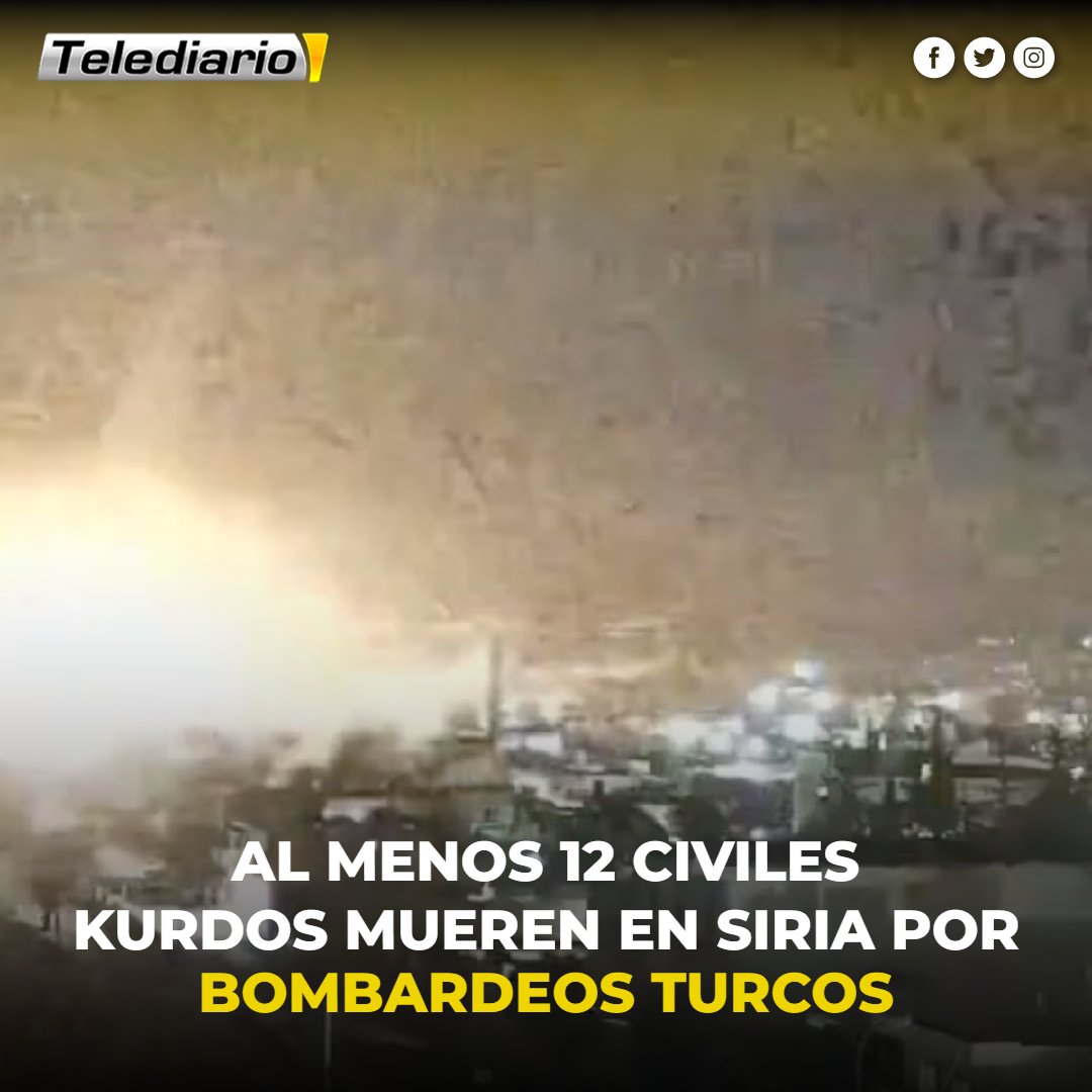 TelediarioGT's tweet image. 🚨 Las fuerzas kurdas informaron este jueves de la #muerte de 12 #civiles en #Siria ➡ bit.ly/3BUfDVx