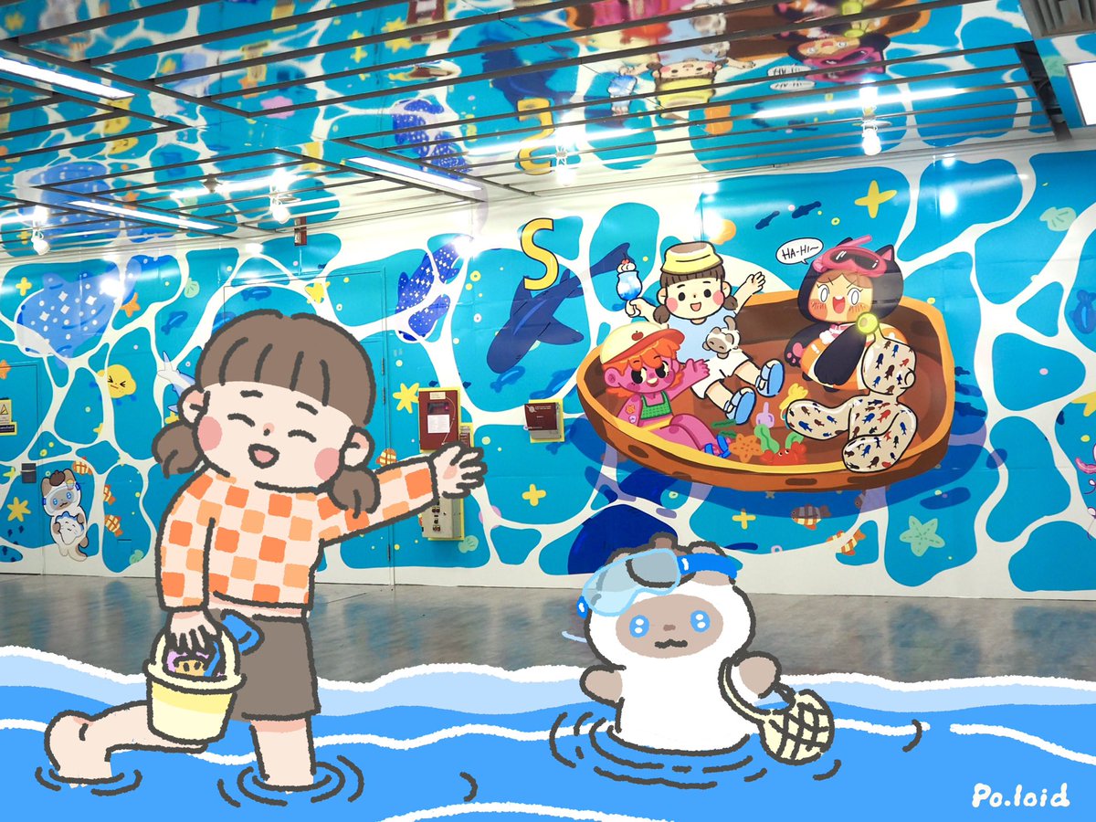 poloidworld's tweet image. 🌊🌟 และแล้ววันหนึ่ง งานวาดของฉันก็อยู่ใน MRT 🚈🎨🖍️🫧
#MetroArt
