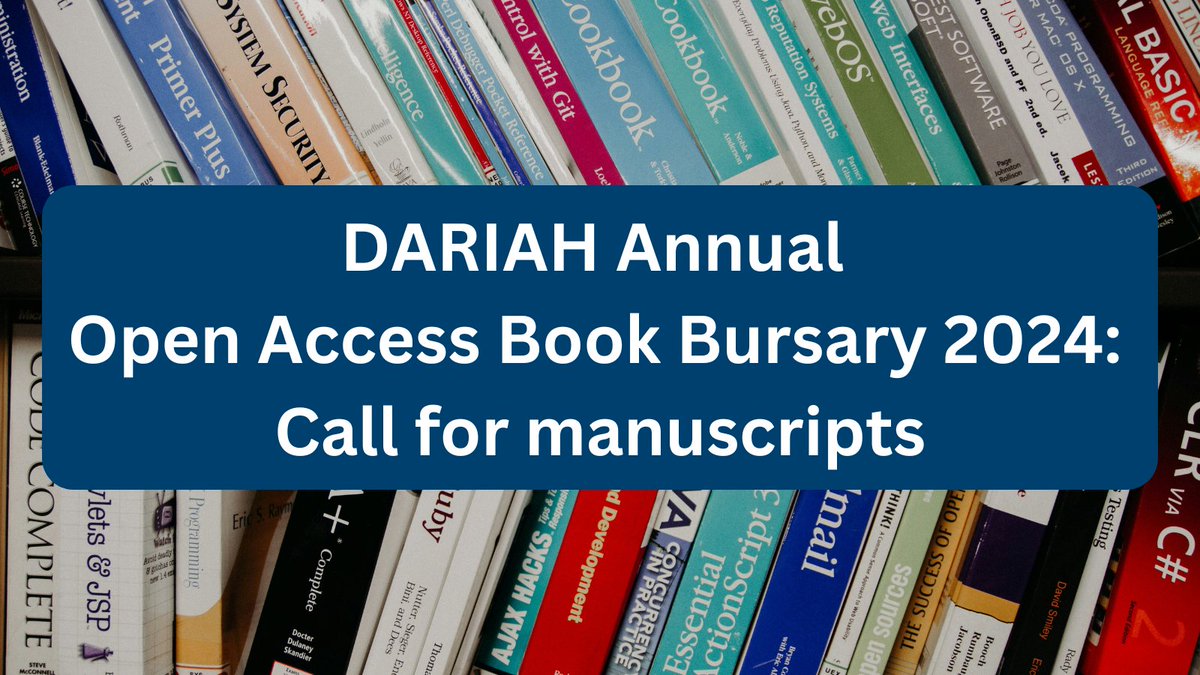 CLARIAH-AT (@atclariah) on Twitter photo 📚<a href="/DARIAHeu/">DARIAH-EU | @dariaheu.bsky.social</a> Annual Open Access Book Bursary 2024: Early career researchers may submit their manuscripts of monographs in #DigitalHumanities until November 30th, find all details and how to apply at:
👉dariah.eu/2024/06/06/dar…
Agreement term: July 31, 2026 📚<a href="/DARIAHeu/">DARIAH-EU | @dariaheu.bsky.social</a> Annual Open Access Book Bursary 2024: Early career researchers may submit their manuscripts of monographs in #DigitalHumanities until November 30th, find all details and how to apply at:
👉dariah.eu/2024/06/06/dar…
Agreement term: July 31, 2026