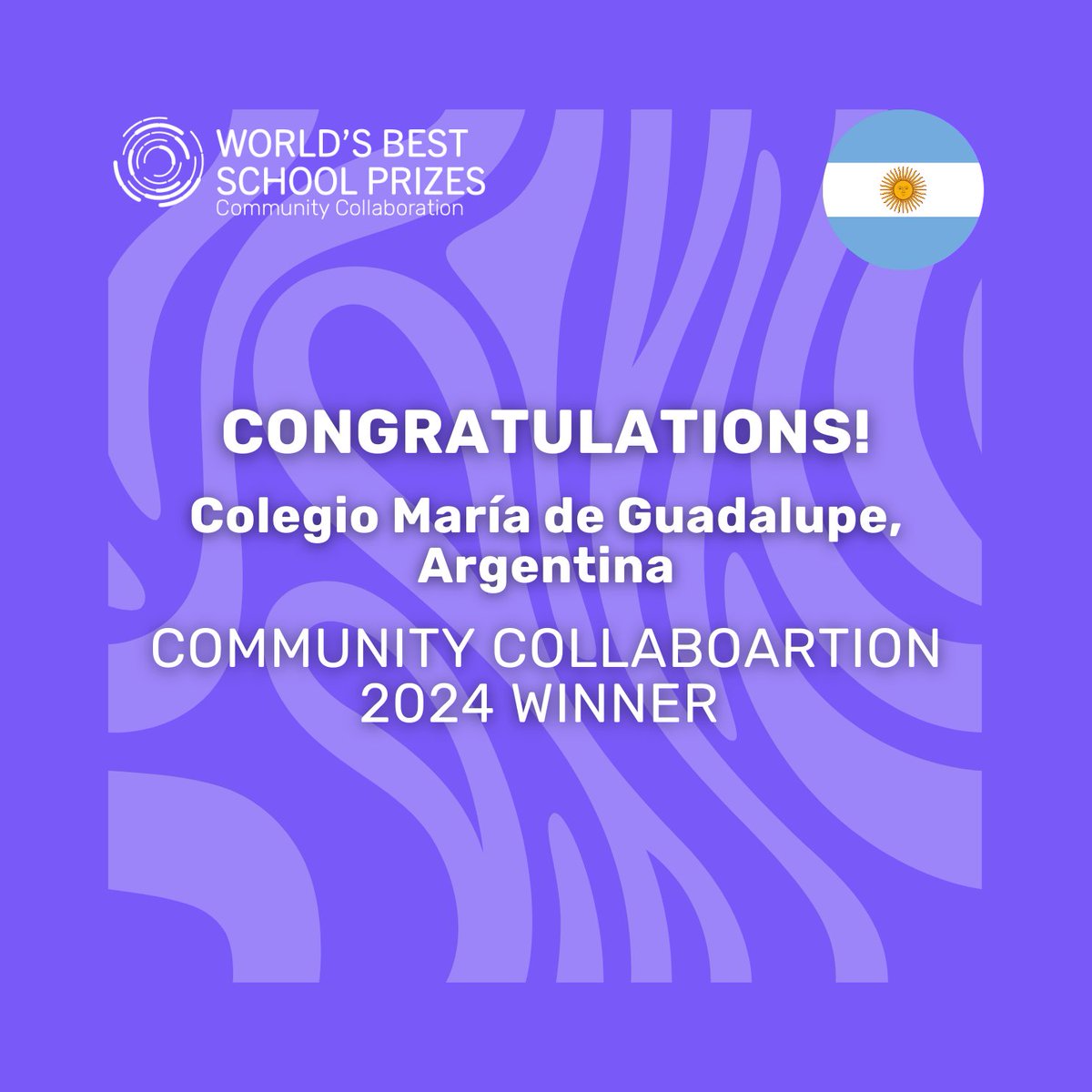 💜 Congratulations to Colegio María de Guadalupe, Buenos Aires, Argentina, for winning the World's Best School Prize for #CommunityCollaboration 2024! 🇦🇷

🎉 Join us in celebrating this outstanding #StrongSchool and its incredible work! 

#BestSchoolPrizes #BestSchoolPrizes24