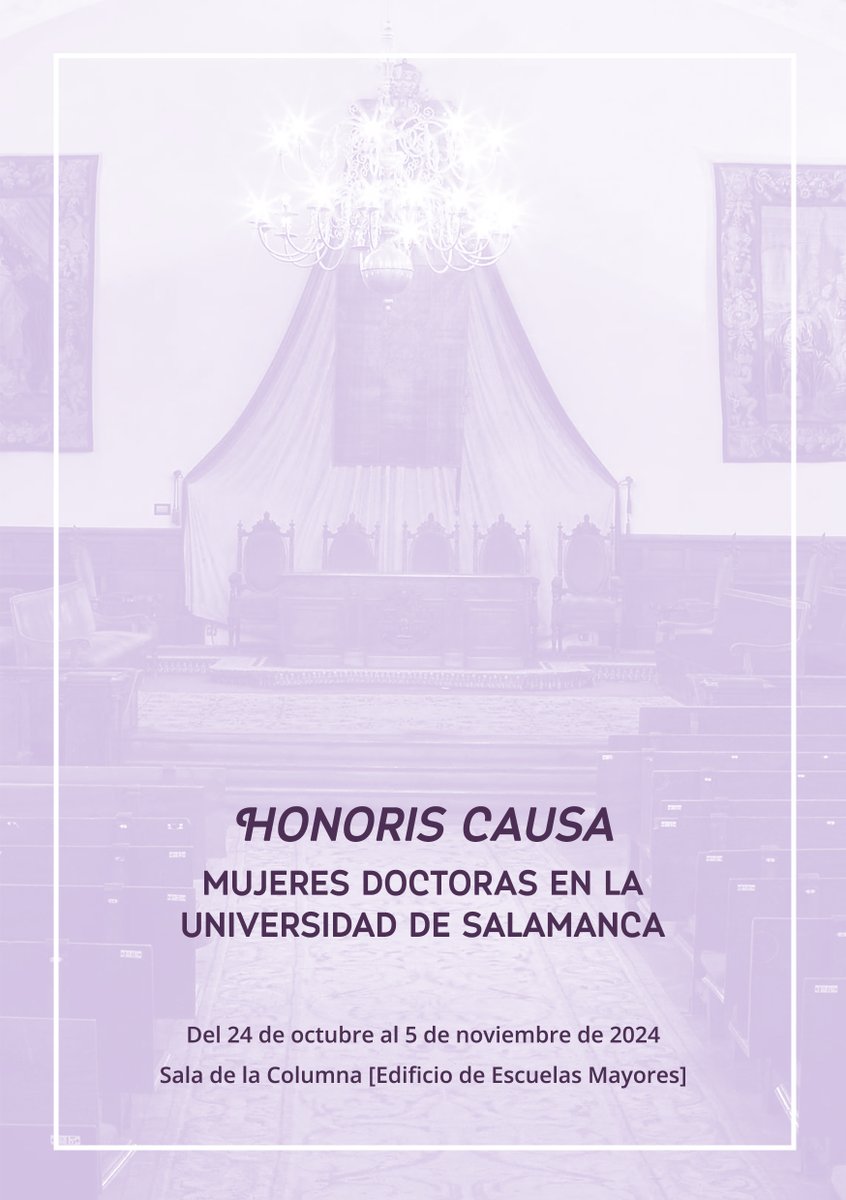 Servicio de Actividades Culturales USAL (@sac_usal) on Twitter photo ¿Sabes cuántas mujeres han sido galardonadas con el doctorado honoris causa en la <a href="/usal/">Universidad de Salamanca</a>?
Hoy hemos inaugurado una exposición que homenajea a todas ellas, acompañados de Araceli Mangas y Eulalia Pérez.
📅 Hasta el 5 de noviembre
📍Sala de la Columna, Edificio de Escuelas Mayores ¿Sabes cuántas mujeres han sido galardonadas con el doctorado honoris causa en la <a href="/usal/">Universidad de Salamanca</a>?
Hoy hemos inaugurado una exposición que homenajea a todas ellas, acompañados de Araceli Mangas y Eulalia Pérez.
📅 Hasta el 5 de noviembre
📍Sala de la Columna, Edificio de Escuelas Mayores