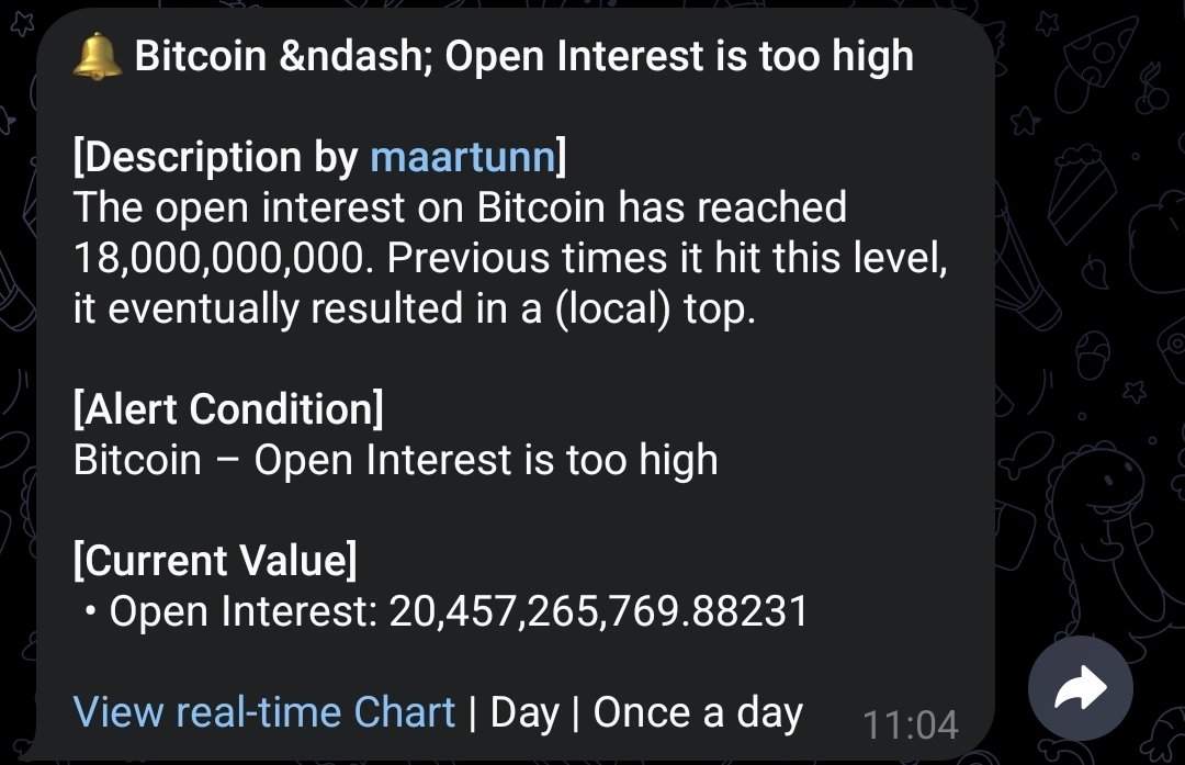 JA_Maartun's tweet image. I have just received the dialy notification about the high amount of open interest.

Stay ahead of the market—set an alert! 👇

#Bitcoin #Crypto #OpenInterest